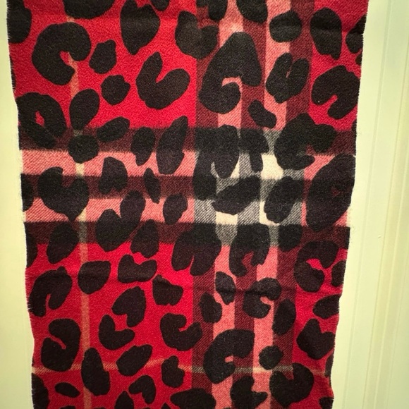 Burberry Red and Black Animal Print Scarf - Picture 2 of 6